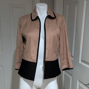 Don Caster Chic Tan and Black Women's Linen Blazer M